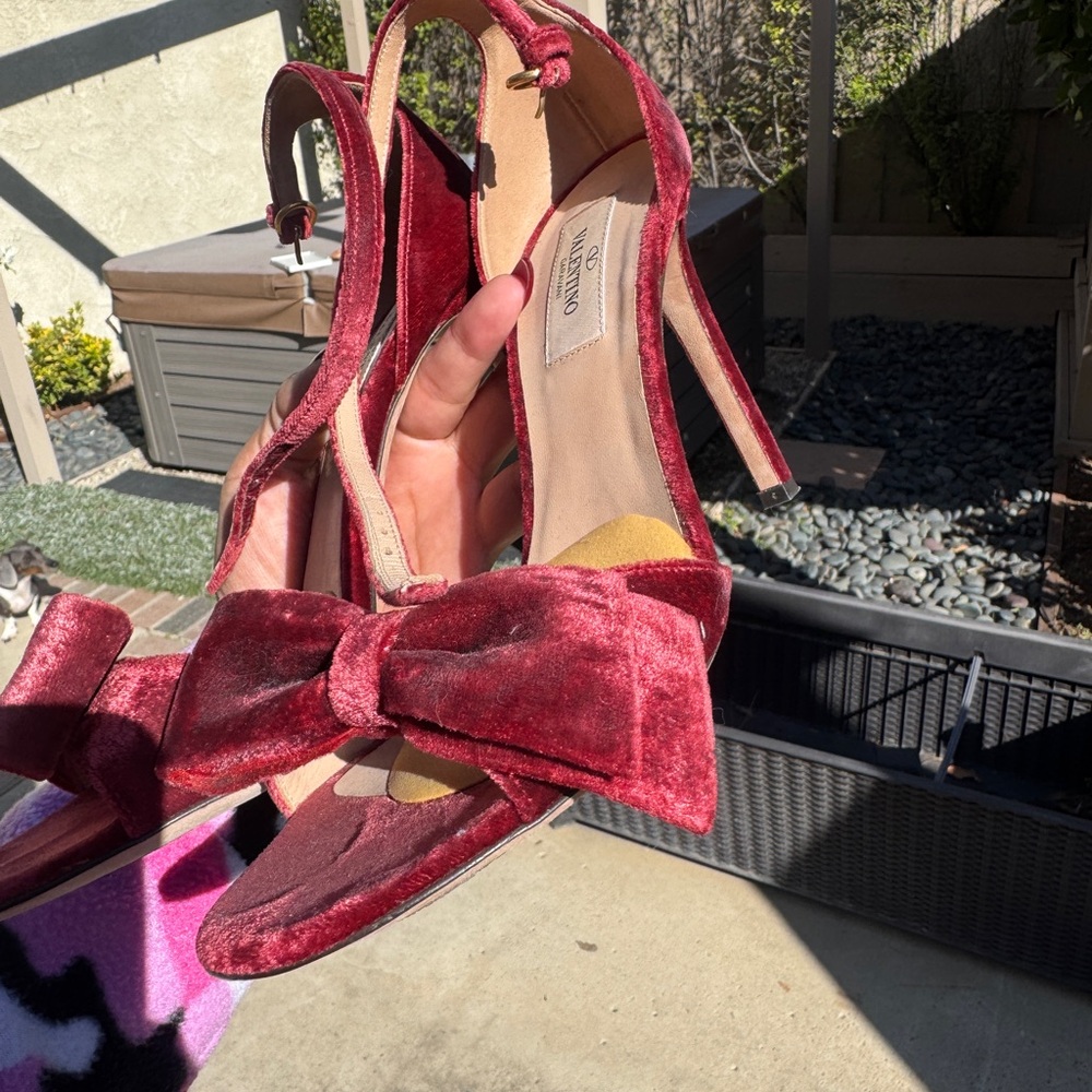 Valentino Red Velvet Bow Heels